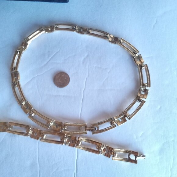 Beautiful ASK Brand Gold Tone and Rhinestone Necklace and Bracelet Set - Picture 7 of 7